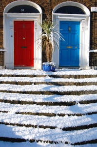 Georgian doors in the snow